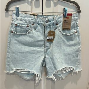 Levi's Light Blue Distressed 501 Jean Shorts size 28. 🆕